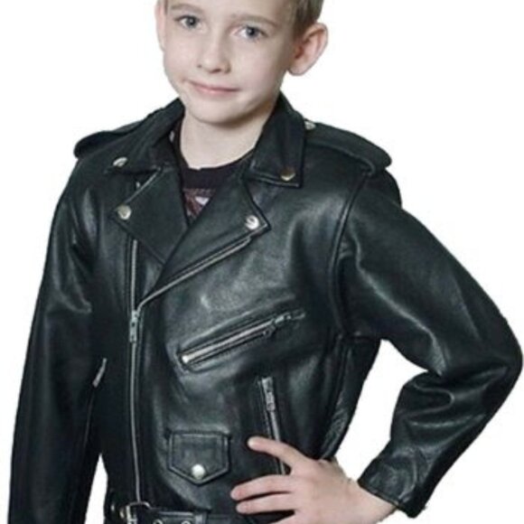 Dream Apparel Kids Genuine Leather Motorcycle Jacket KD344 - Picture 7 of 7